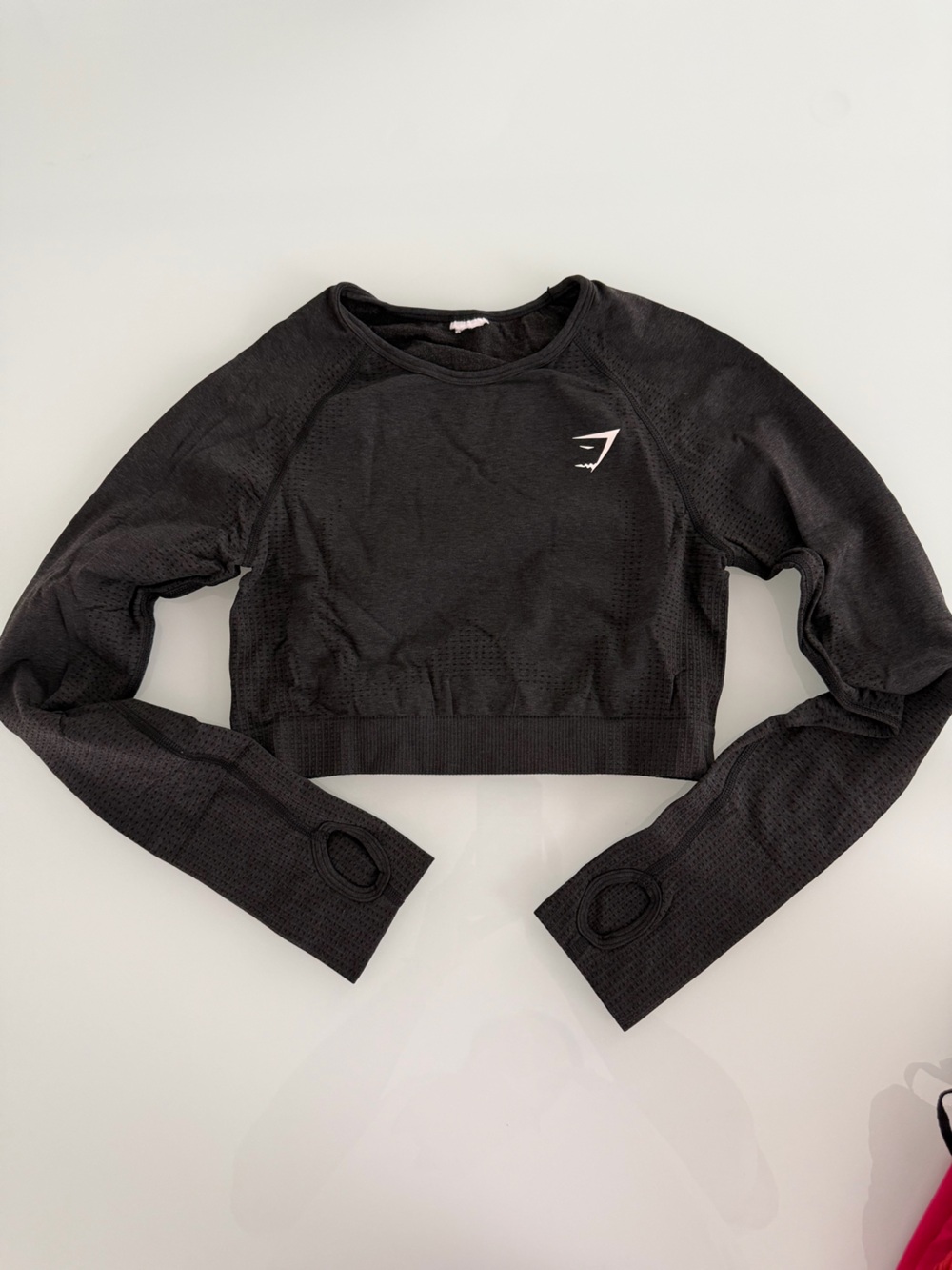 Gymshark Black Long-Sleeve Crop Top with Thumb Holes